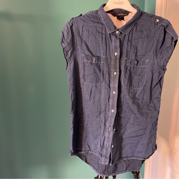 SzS Calvin Klein Cotton Blouse EUC - Picture 2 of 6